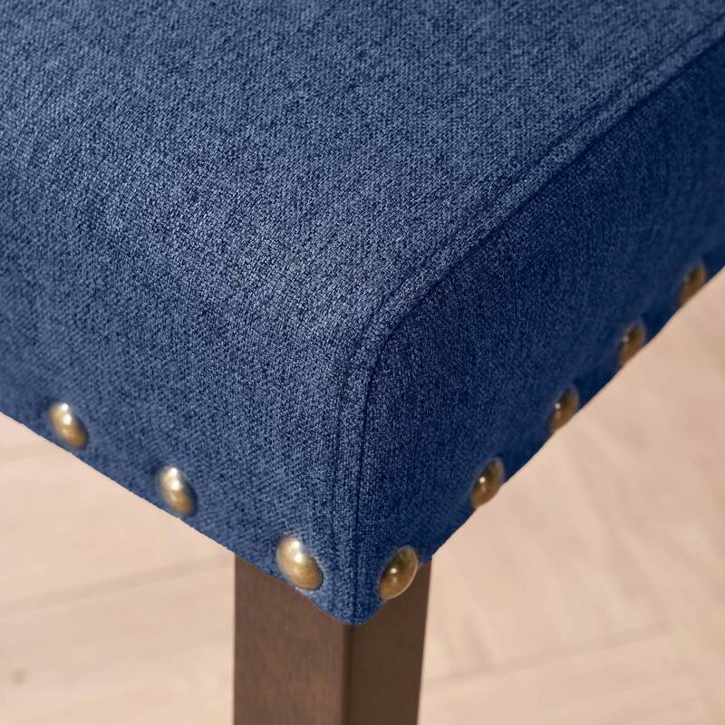 Fabric Upholstered Tufted High Back Dining Chairs with Nailhead Trim