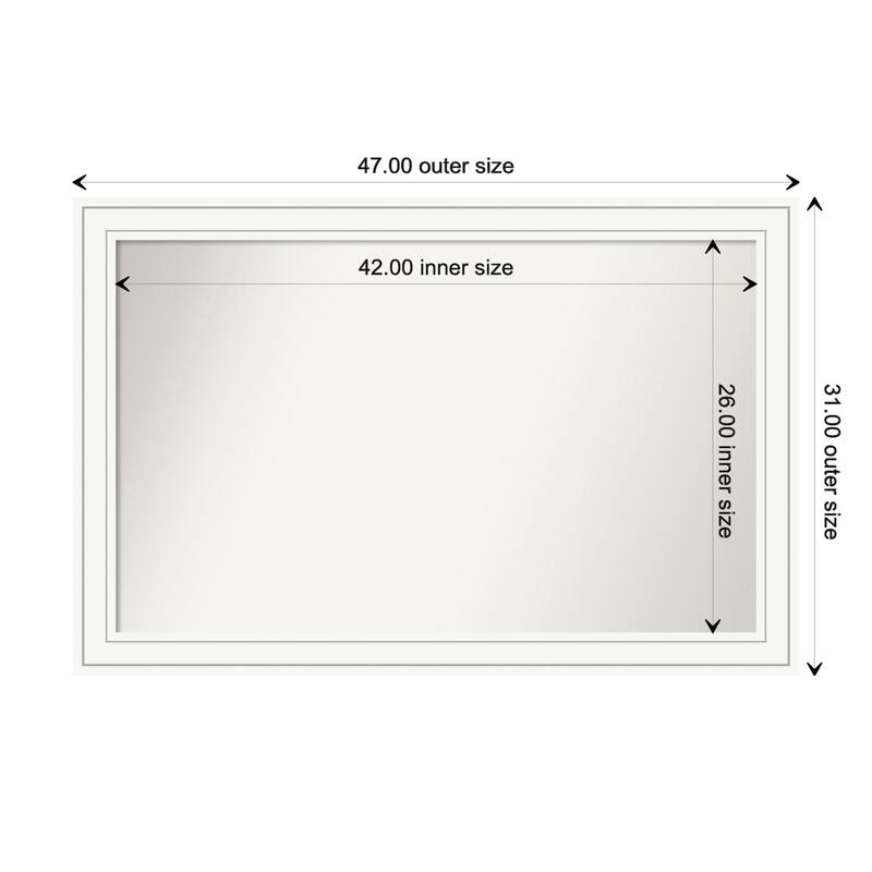 Craftsman White Framed Non-Beveled Custom Wall Mirror, Bathroom Vanity Mirror - Outer Size: 47 x 31