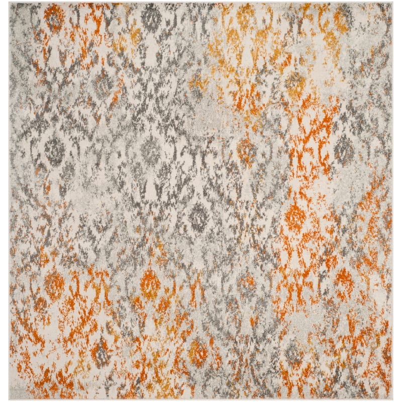SAFAVIEH Madison Marceline Distressed Vintage Boho Rug - 4' x 4' Square - Cream/Orange - Square/Runner