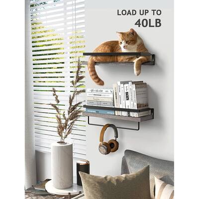 Grey Floating Bathroom Shelf with Towel Rail for bathroom/living/kitchen/bedroom (set of 2)