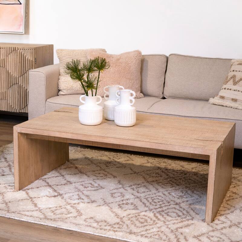 Evie Reclaimed Pine Waterfall Coffee Table, Espresso