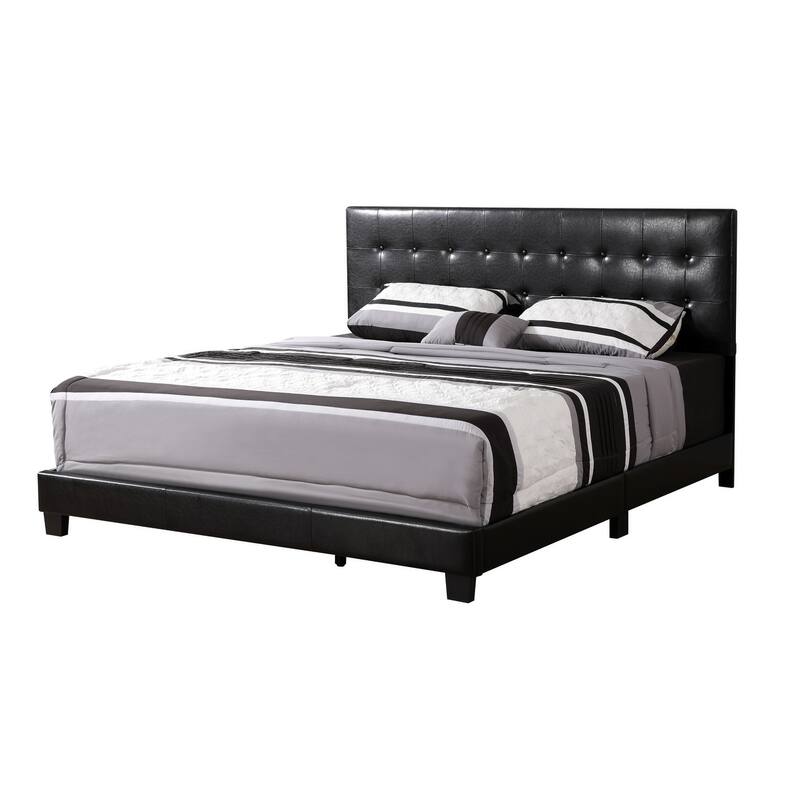 Button Tufted Full Panel Bed - 78" - Black