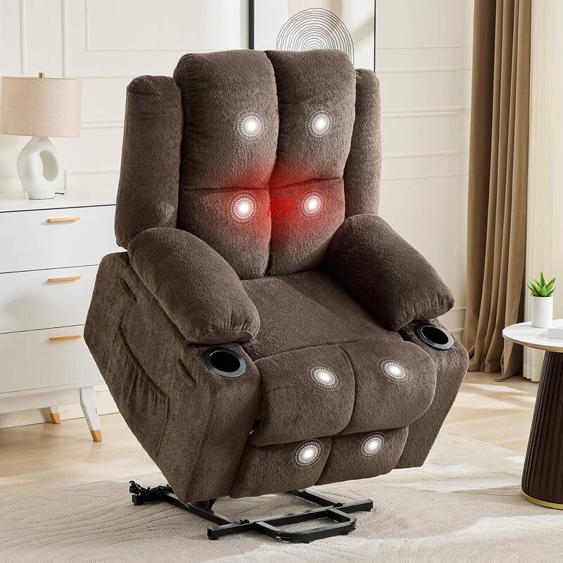 150°Adjustable Lay Flat Power Lift Recliner Sofa Chair for Elderly, Living Room - Brown