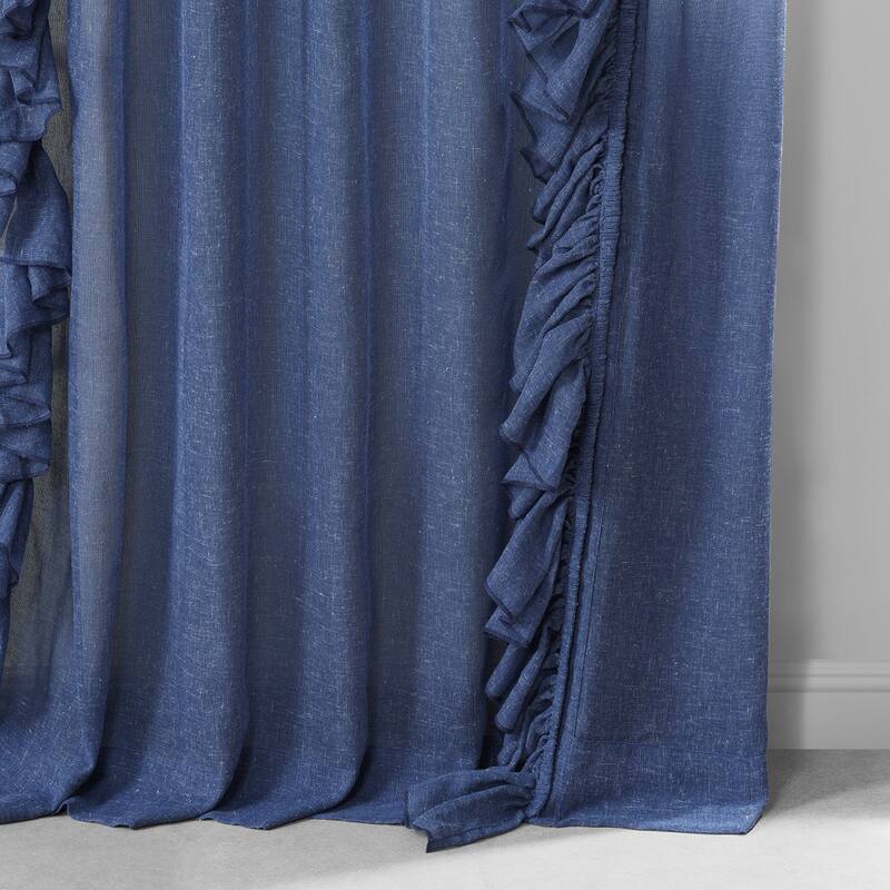 Exclusive Fabrics Faux Linen Ruffle Sheer Curtain (1 Panel)