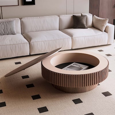 Round Coffee Table with Storage,for Living Room,Bedroom,Apartment or Office