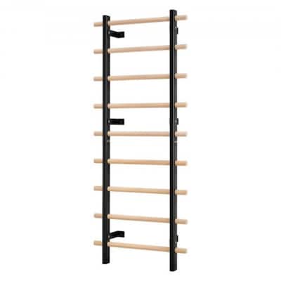 9 Level Multi Purpose Swedish Ladder Heavy Duty Carbon Steel Frame with Solid Beech Wood Rungs for Home Gym
