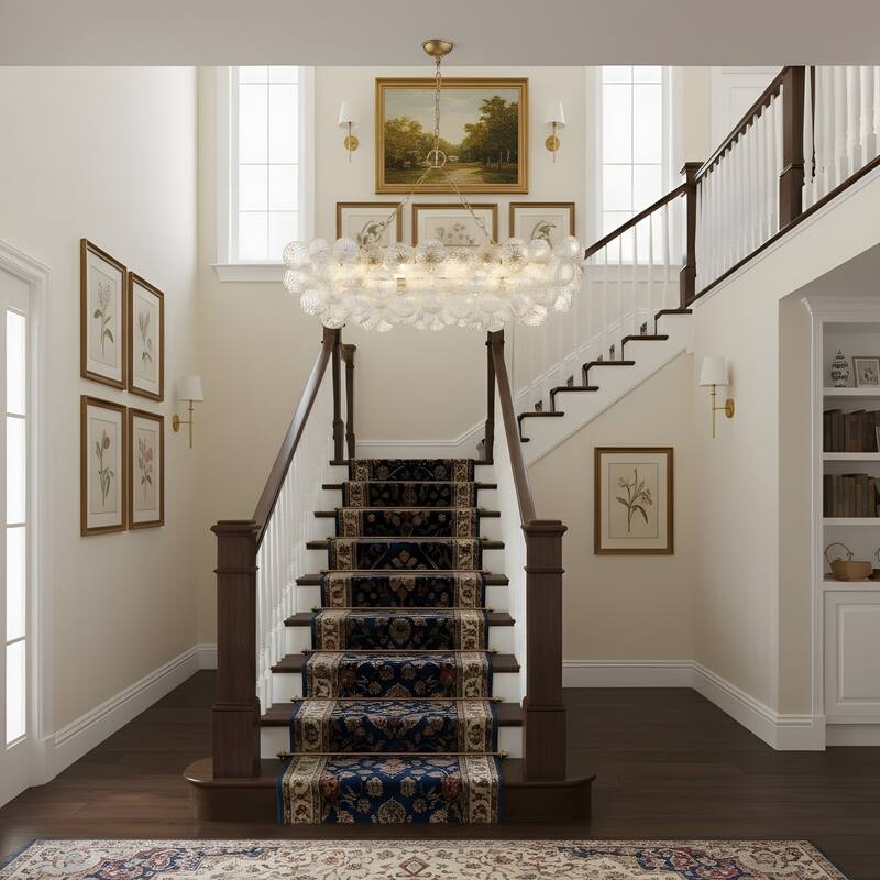 Gold Bubble Ball Chandelier, LED Pendant Light with Glass Globes