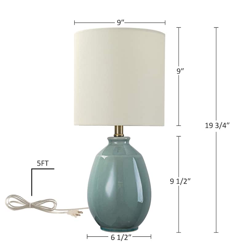 C Cattleya 19in Ceramic Table Lamp with Fabric Linen Shade