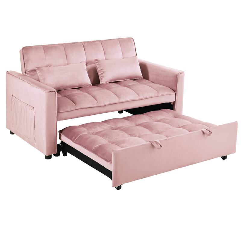 3-in-1 Pull Out Couch Bed with Reclining Backrest and Pillows