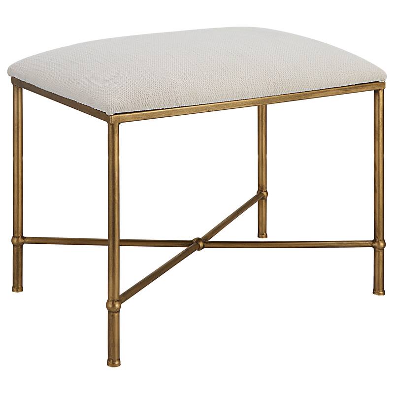 Uttermost Avenham Small Framed Bench - Antique Gold/White