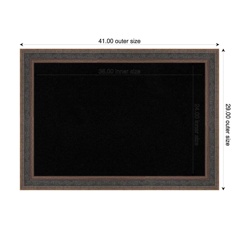 Attic Aged Bronze Wood Framed Cork Board - Bulletin Board, Organization Board, Pin Board - Black - 41 x 29 in