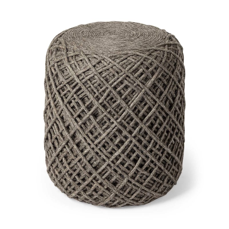 16 Inch Upholstery Cylinder Abstract Pouf Ottoman for Floor Seating and Style