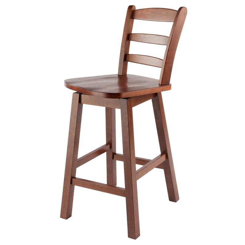 Ladder-back Swivel Seat Counter Stool, Walnut - 16.3"W x 17.7"D x 38.4"H