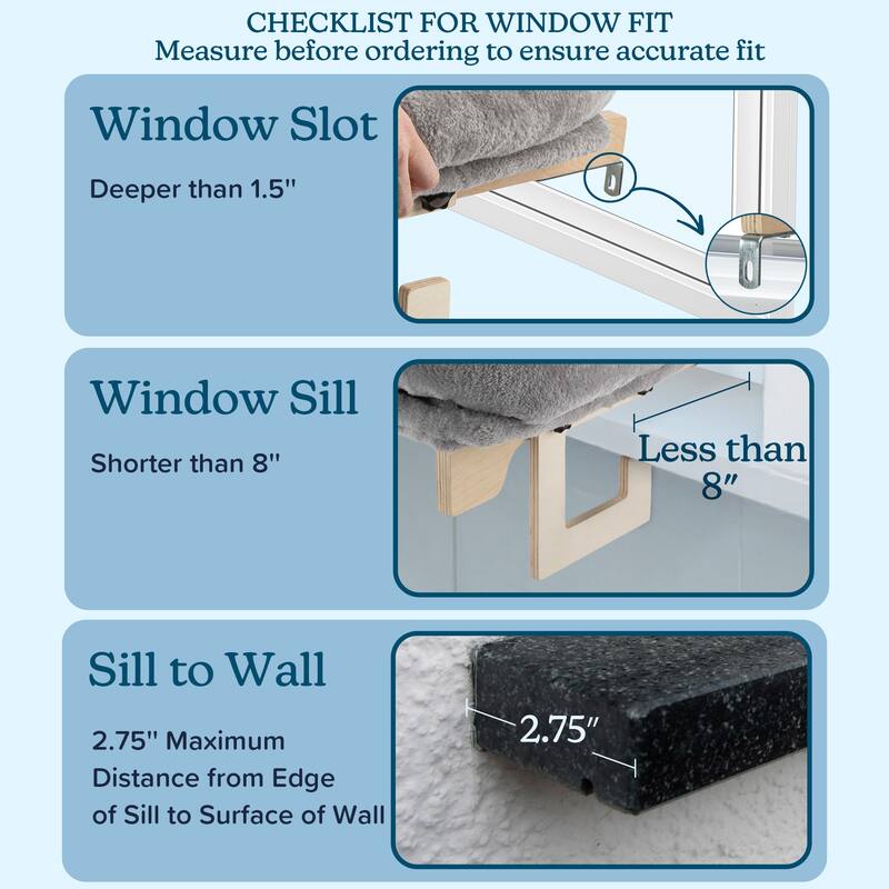 PETMAKER Cat Bed for Window Sill - Cat Window Perch with Bolster