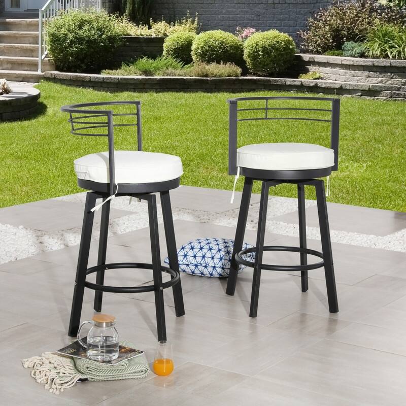 Patio Festival Outdoor Bar Height Swivel Chair with Cushion (2Pack