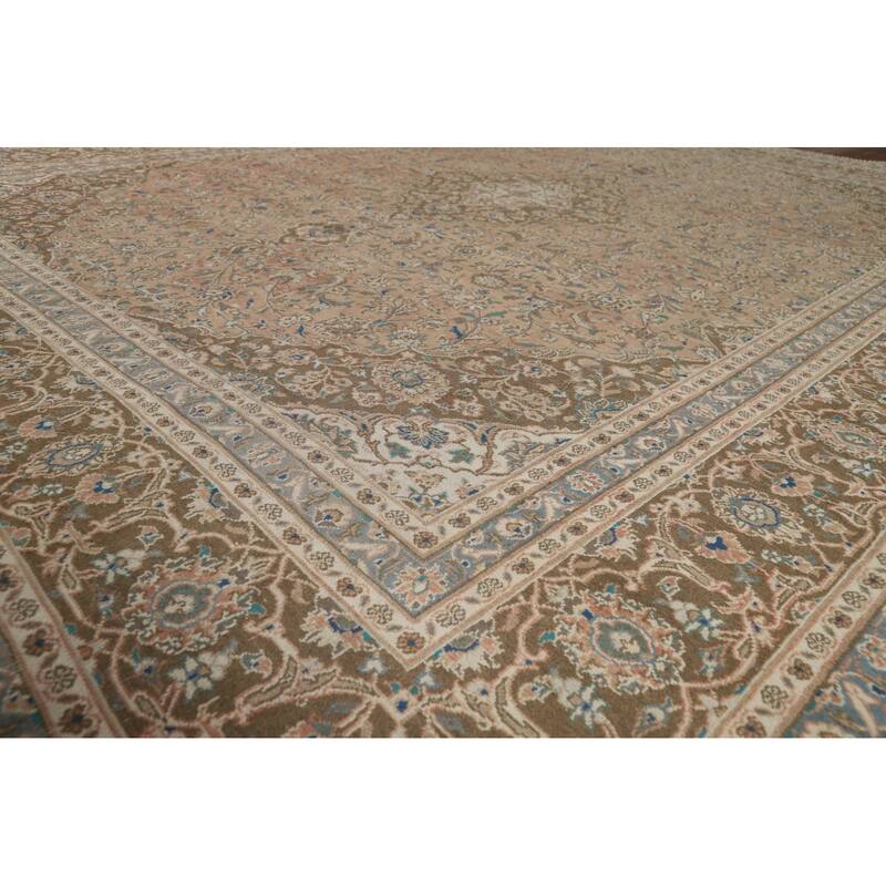Traditional Mashad Persian Area Rug Hand-Knotted Wool Carpet - 9'10" x 11'11"