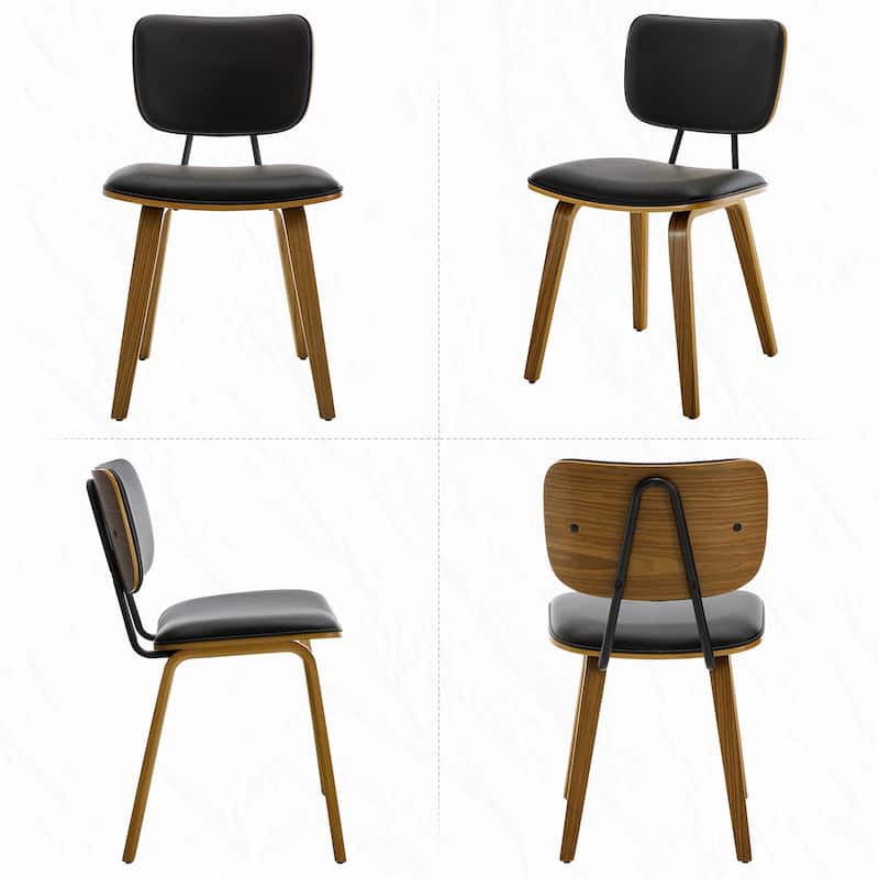 Faux Leather Upholstered Dining Chairs Set of 2/4 with Wood Legs - 32.3"H x 18.5"W x 21.8"D