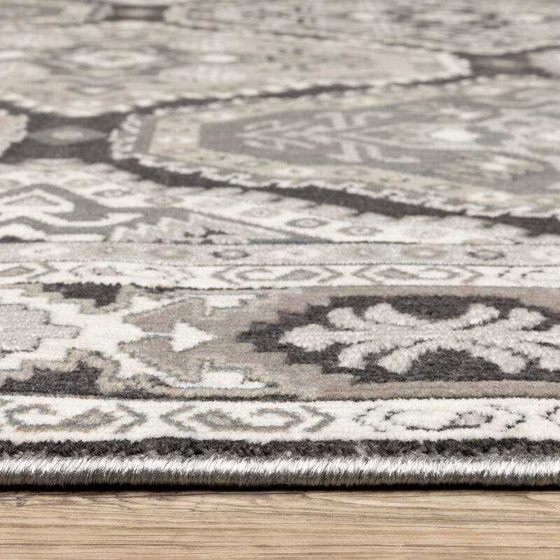 Style Haven Everly Traditional Panel Medallion Mixed Pile Area Rug