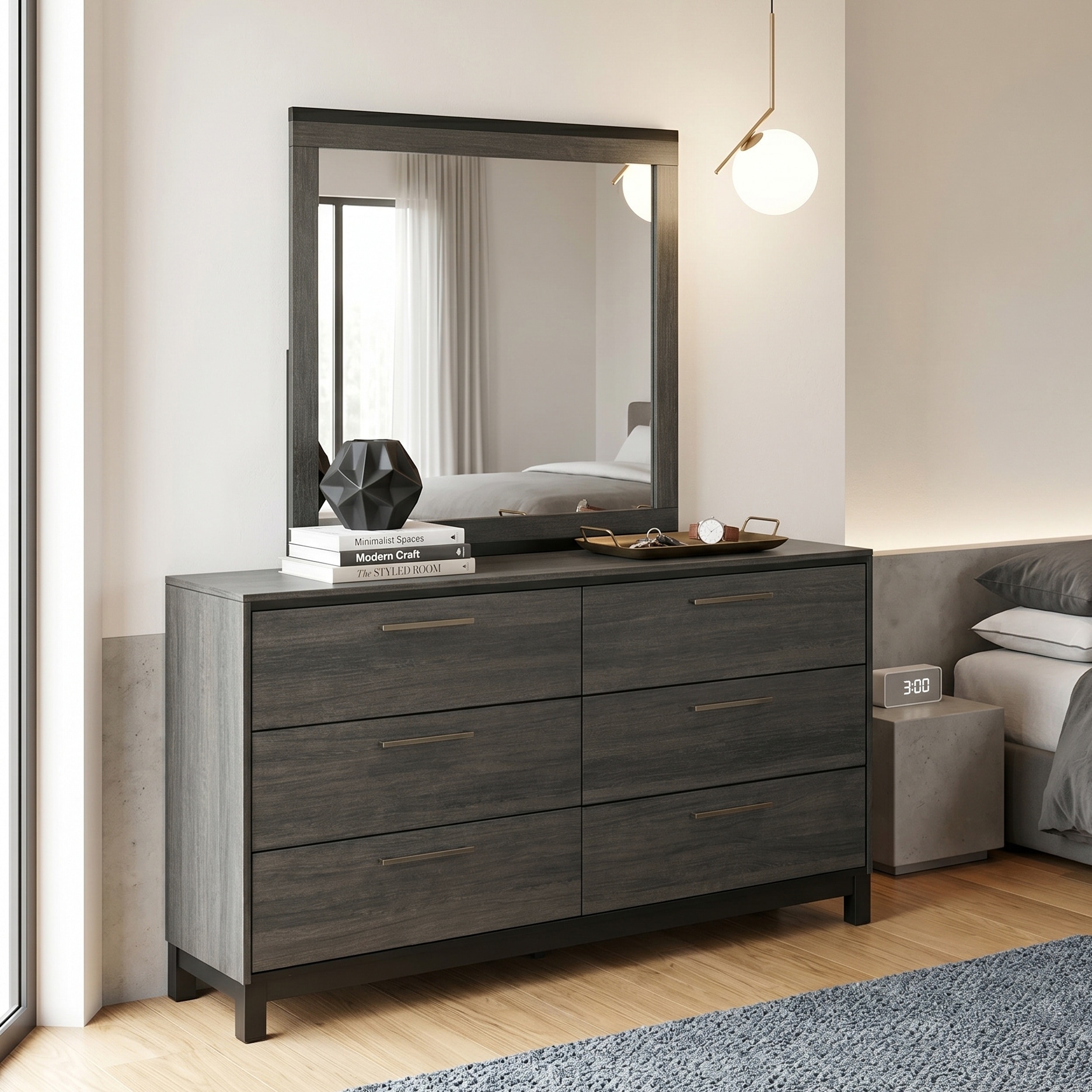 black and grey dresser The Rivington 6-Drawer Dresser – Maiden Home main image 1