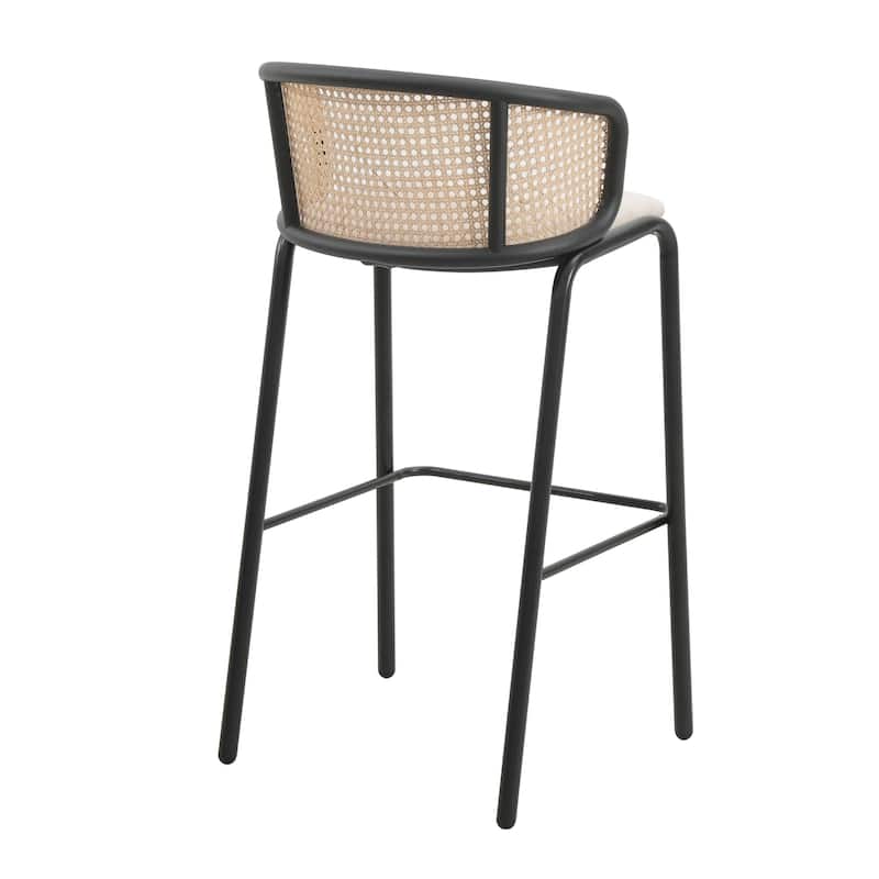LeisureMod Ervilla Bar Stool with Black Powder Coated Steel Frame Set of 2 - 37"