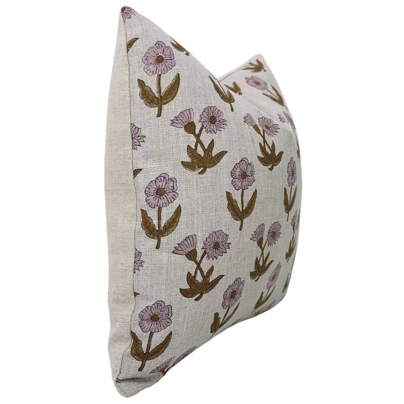 Linen Farmhouse Block print pillow Cover - Kirti