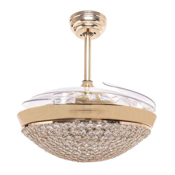 Shop Modern Dimmable Light Retractable 4 Blades Led Crystal