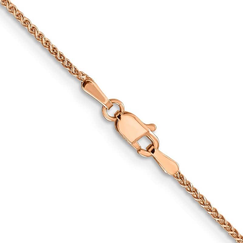 Curata 14k Rose Gold 1.2mm Wheat Spiga Chain Necklace (Lobster)Length Options: 16 18