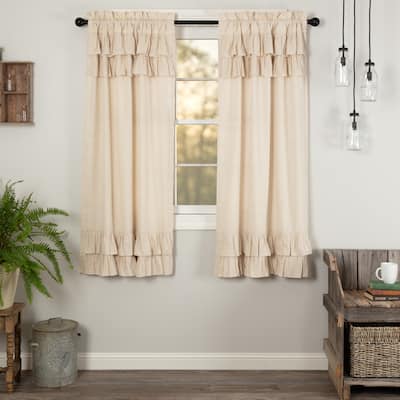 Simple Life Flax Ruffled Short Panel Set - Short Panel 63x36 - Short Panel 63x36