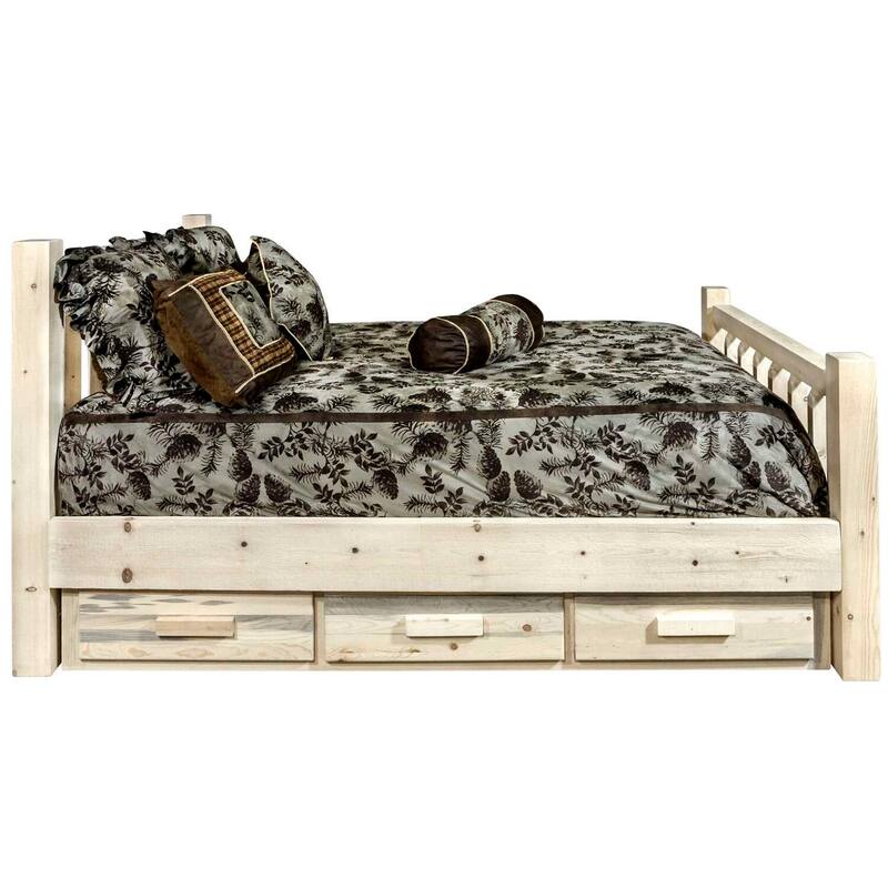 City Sleek Full Bed with Storage - Rustic Timber Frame Design - Durable & Artisan-Signed Bed Frame
