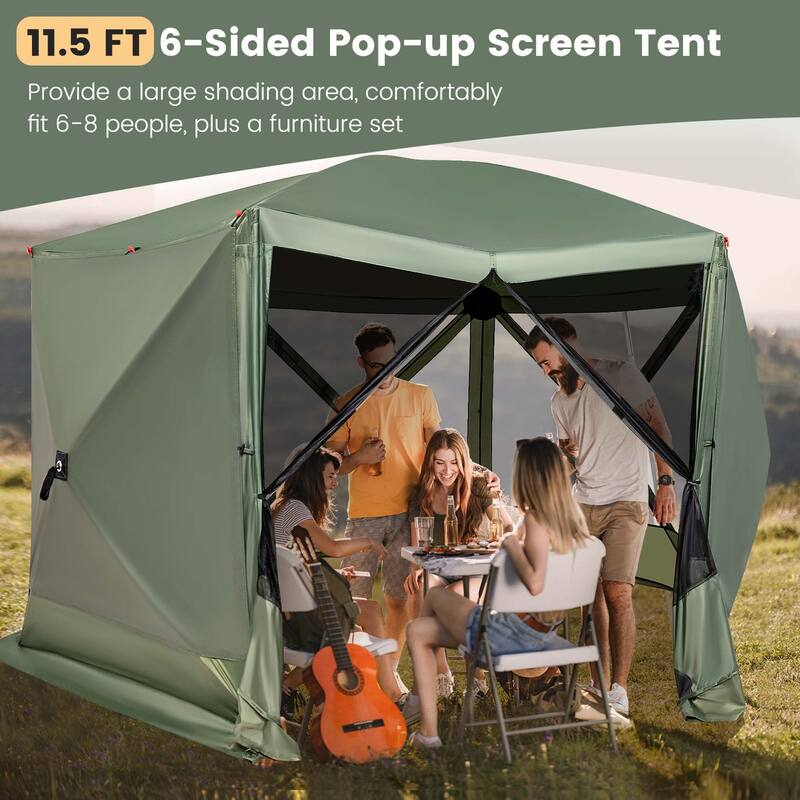 Pop Up Gazebo Portable Screen Tent Instant Canopy Shelter w/ Carry Bag