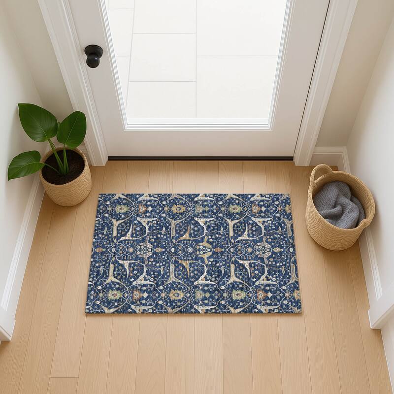 Machine Washable Indoor/ Outdoor Traditional Persian Chantille Rug