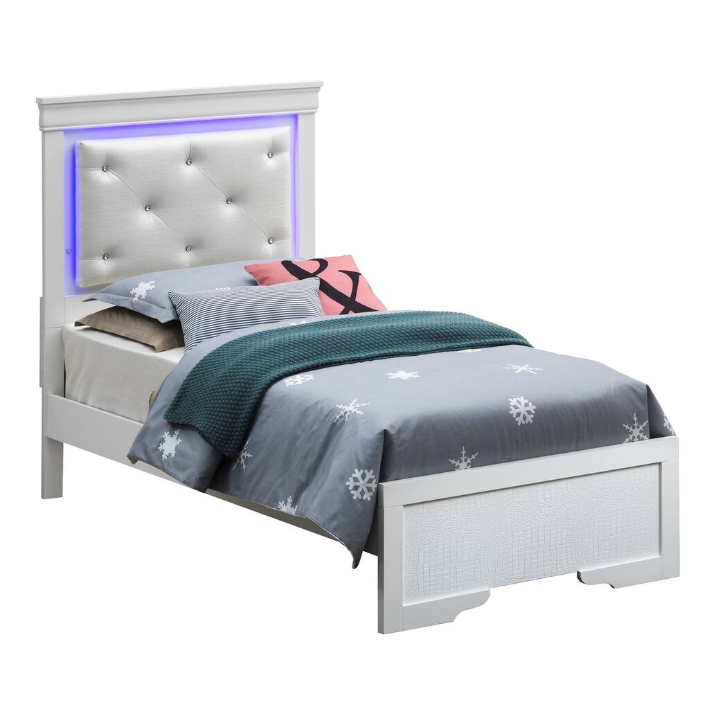 Silver Champagne Twin Bed with Transitional Style, Durable Frame and Elegant Finish for Cozy Guest or Kids' Rooms