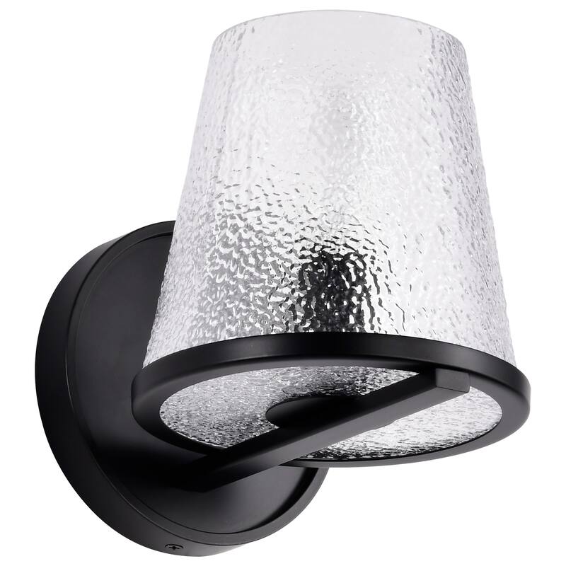 Valentine 1 Light Vanity Black Finish Hammered Glass