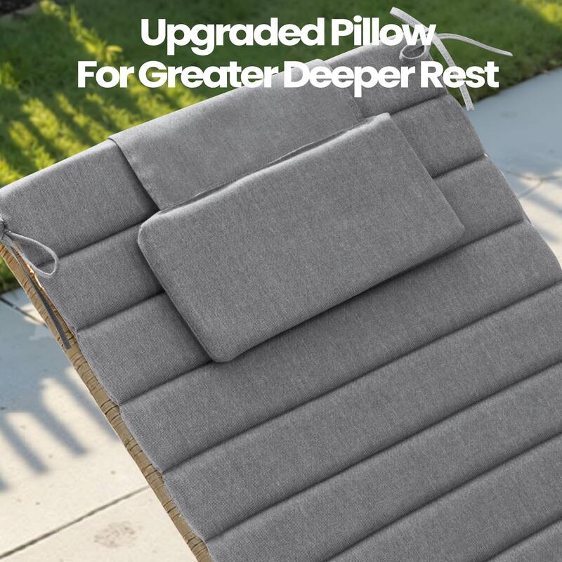 Pellebant Outdoor Chaise Lounge Cushions Patio Lounger Pad with Straps