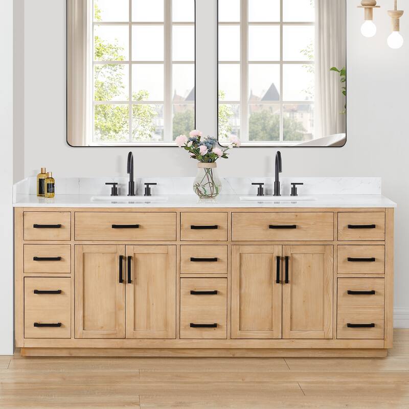 Altair Gavino Bath Vanity with Grain White Composite Stone Top, no Mirror