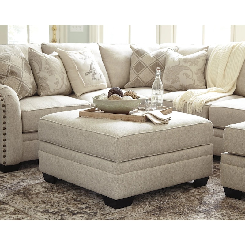 Signature Design by Ashley​ Luxora Light Tan Contemporary Square Storage Ottoman - 37" x 37" - Tan
