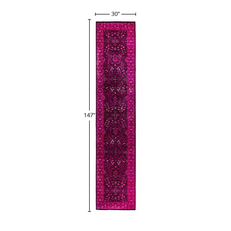 Contemporary Overdyed Wool Hand Knotted Runner - 2' 6" x 12' 3"