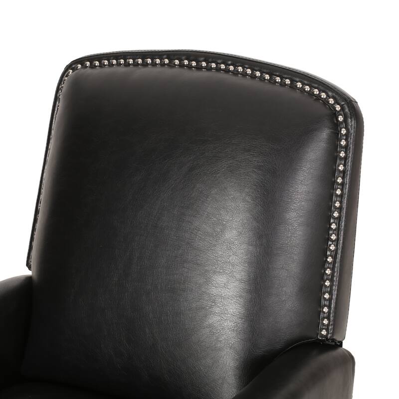 Roomfitters Dark Brown PU Leather Recliner Chair with Rivets, Comfortable Recliner for Living Room