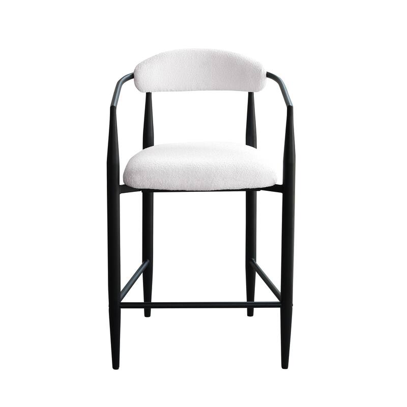 Modern Set of 2 Bar Stools with Armrests Cushioned Seat and Metal Frame for Dining Room Living Room and Bedroom