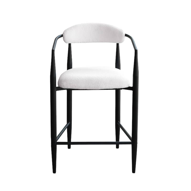 Ostweer Furniture Modern Boucle Bar Stools Set of 2 - White