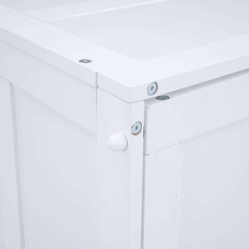 Space-Saving Queen Murphy Bed with Rotatable Desk, White