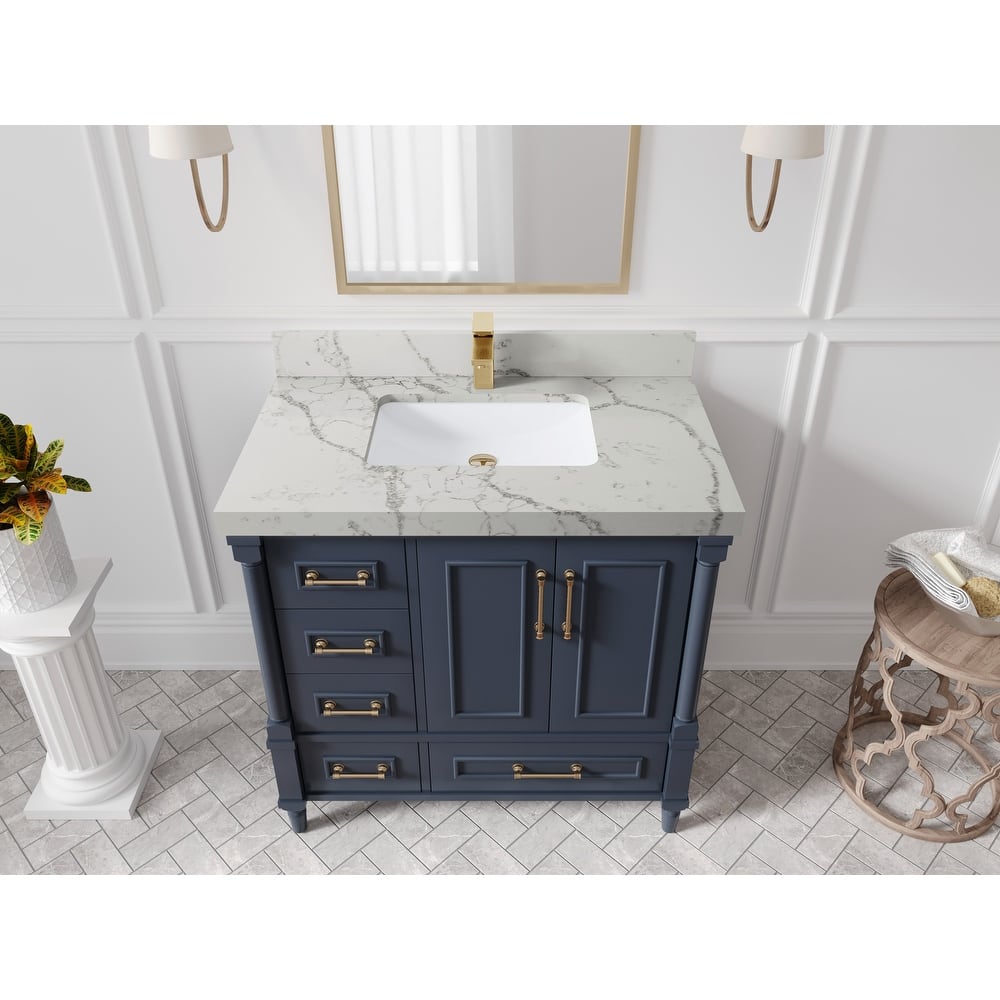 Willow Collections 36 in. W x 22 in. D Aberdeen Center Right Offset Sink Bathroom Vanity with Countertop