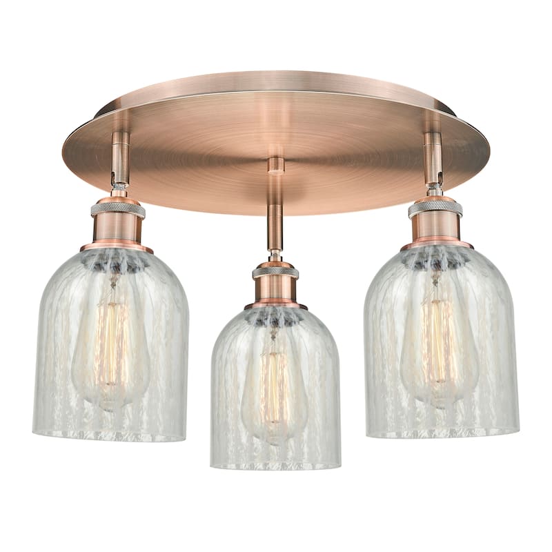 Innovations Lighting Caledonia - 3 Light 17" Flush Mount - Mouchette/Antique Copper