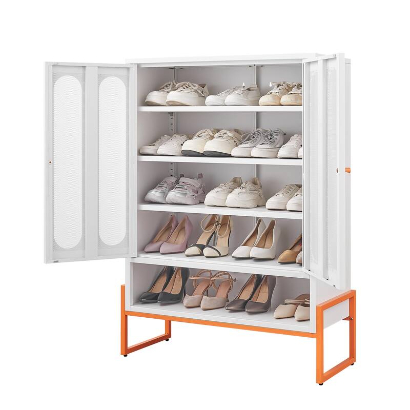 High Foot Double-Sided Mesh Door Shoe Cabinet With Movable Double-Layer Partitions And Hollow Base