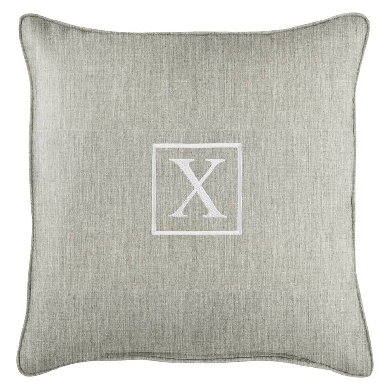 Monogram Corded Single Square Pillow by Havenside Home - "X" - Granite Grey