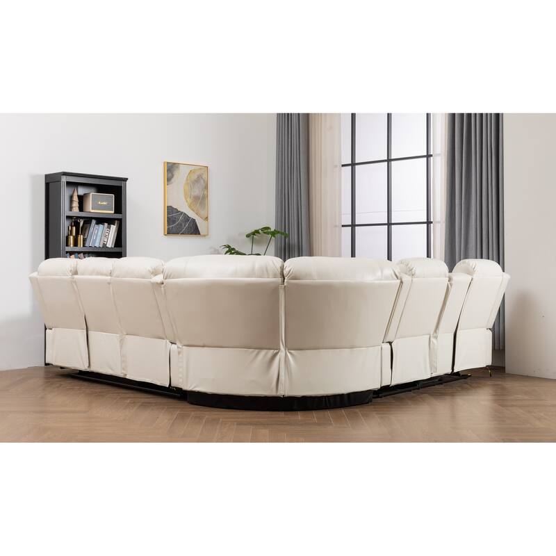 Donivi LED Faux Leather Reclining Sectional With Speakers
