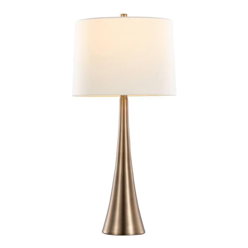 29" Contemporary Metal Table Lamp in Matte Golden Bronze with White Linen Shade from Grandview Gallery, Set of 2