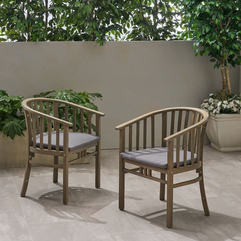 Outdoor Wooden Dining Chairs, Set of 2