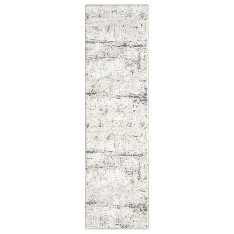 Sevita Modern Abstract Polyester Indoor Area Rug - 2'6" x 8' - Beige/Gray