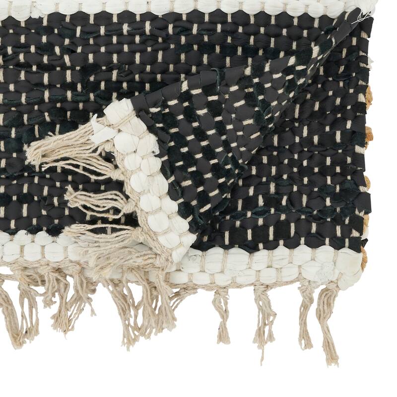 Boho Leather Chindi Fringed Table Runner - 16"x72"